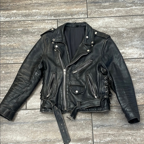 Vintage Other - Black Leather Biker Jacket